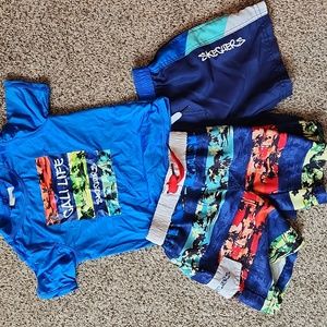 Skechers Kids Blue 'Cali Life' Swim Set - Rash Guard & Trunks